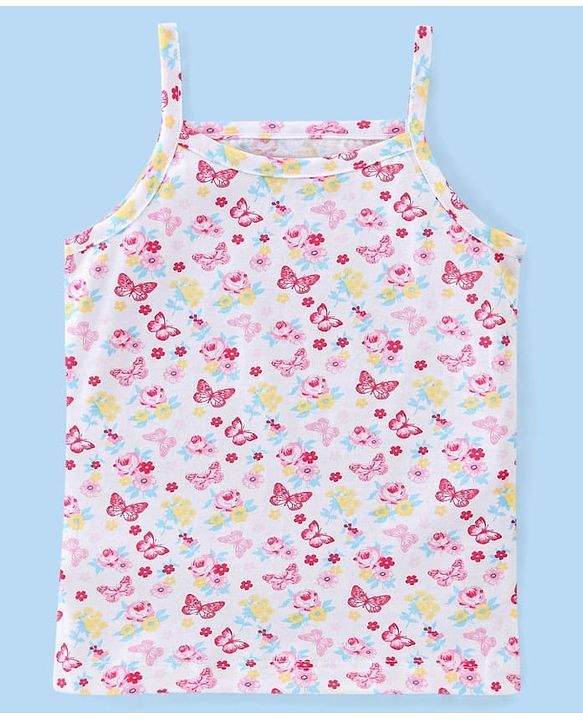 Babyhug 100% Cotton Knit Sleeveless Slips Butterfly Print Pack of 3 - Multicolor