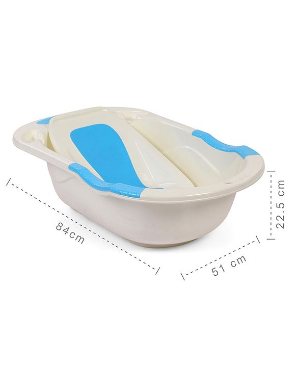 Babyhug Large Size Bath Tub With Bath Tray Animals Print - Off White Blue