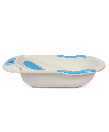 Babyhug Large Size Bath Tub With Bath Tray Animals Print - Off White Blue