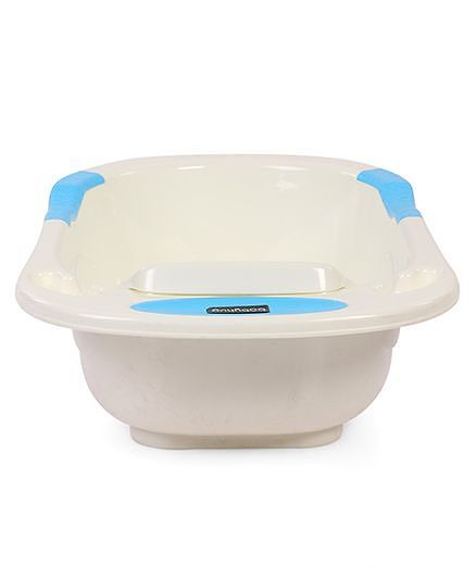 Babyhug Large Size Bath Tub With Bath Tray Animals Print - Off White Blue