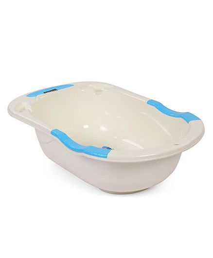 Babyhug Large Size Bath Tub With Bath Tray Animals Print - Off White Blue