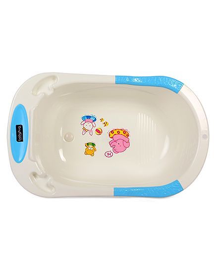Babyhug Large Size Bath Tub With Bath Tray Animals Print - Off White Blue
