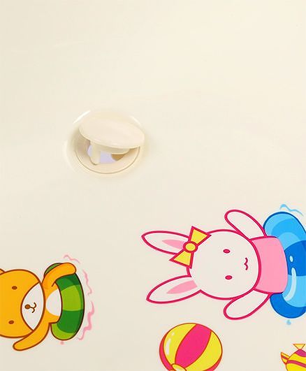 Babyhug Large Size Bath Tub With Bath Tray Animals Print - Off White Blue