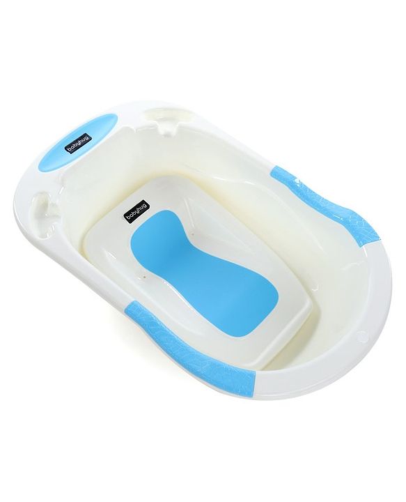 Babyhug Large Size Bath Tub With Bath Tray Animals Print - Off White Blue