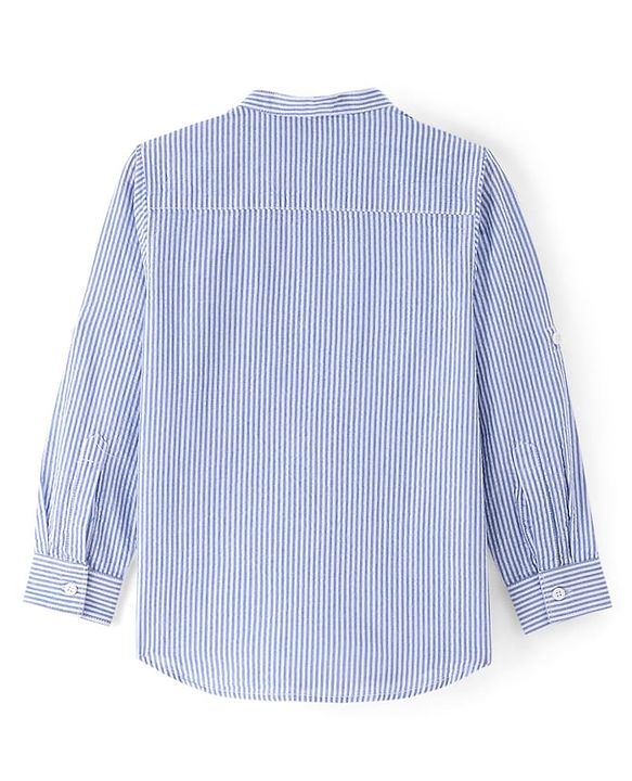Pine Kids Cotton Full Sleeves With One Pocket Stripe Shirt - Blue