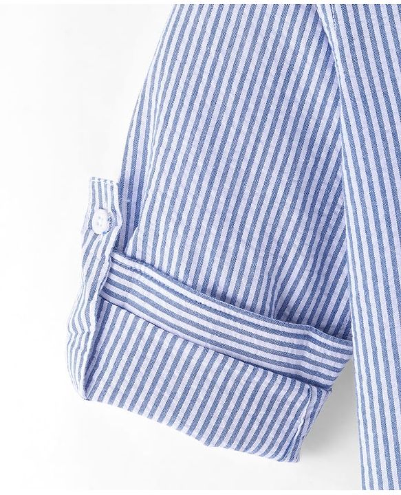 Pine Kids Cotton Full Sleeves With One Pocket Stripe Shirt - Blue