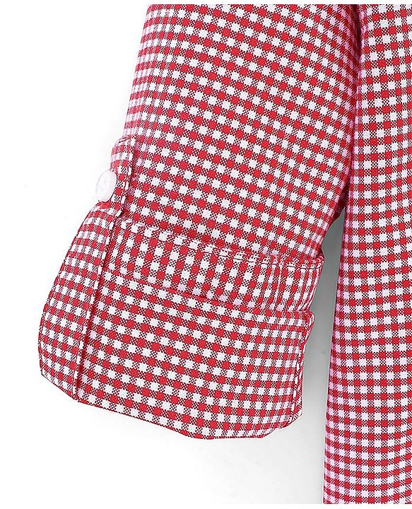 Pine Kids Cotton Woven Full Sleeves Checks Shirt with Inner Printed T-Shirt - Red