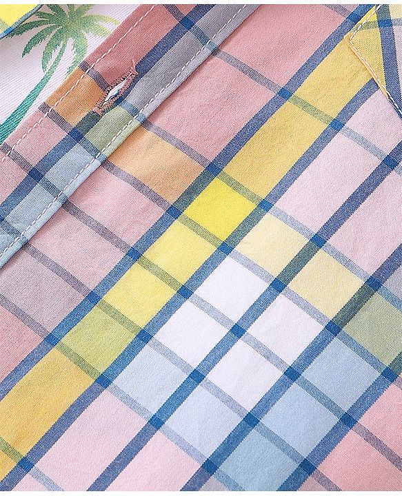 Pine Kids Cotton Woven Half Sleeves Checks Shirt with Inner T-Shirt -Multicolour