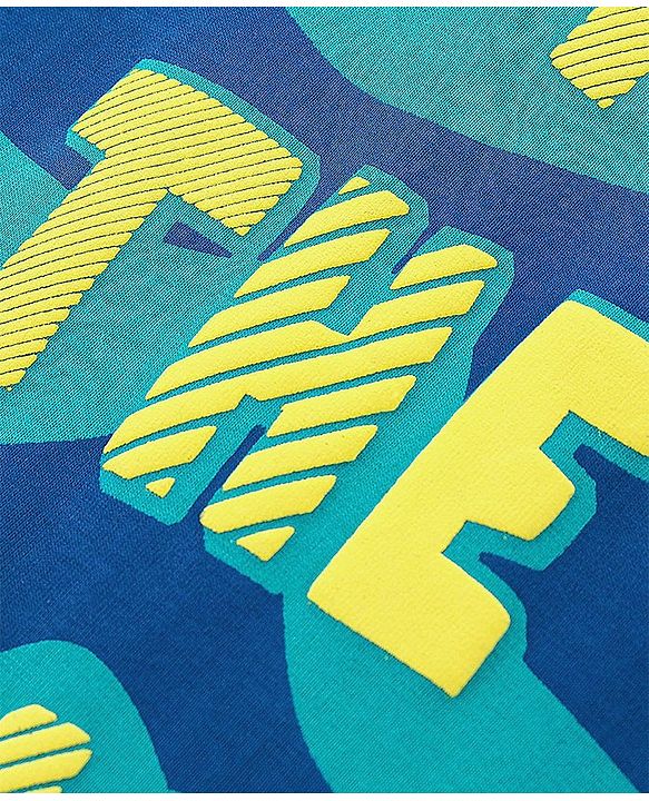 Pine Kids 100% Cotton Knit Half Sleeves T-Shirts Text Print- Blue