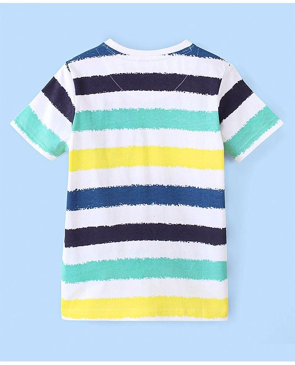 Pine Kids Cotton Knit Half Sleeves Striped T-Shirt - Multicolour