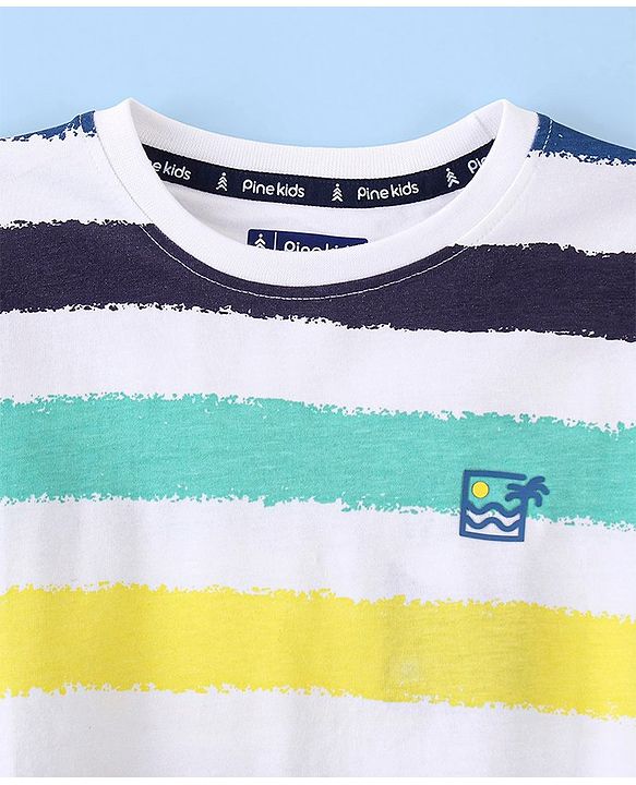 Pine Kids Cotton Knit Half Sleeves Striped T-Shirt - Multicolour