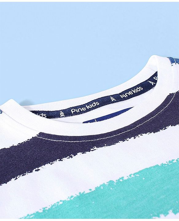 Pine Kids Cotton Knit Half Sleeves Striped T-Shirt - Multicolour