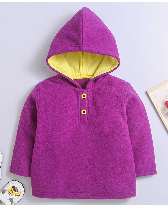 Nino Bambino 100 Polyester Full Sleeves Solid Hoodie Purple