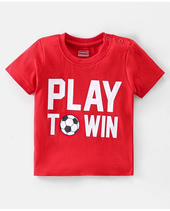 Babyhug 100% Cotton Knit Half Sleeves Tee With Text Graphics Pack Of 5 - Multicolour