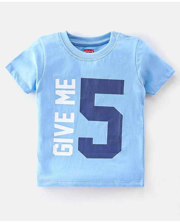 Babyhug 100% Cotton Knit Half Sleeves Tee With Text Graphics Pack Of 5 - Multicolour