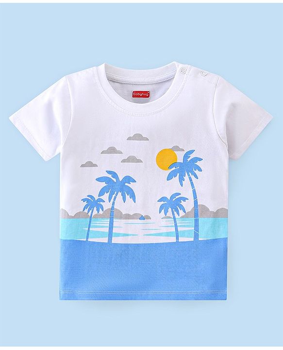 Babyhug Cotton Knit Half Sleeves Beach Print T-Shirts Pack of 7 - Multicolour
