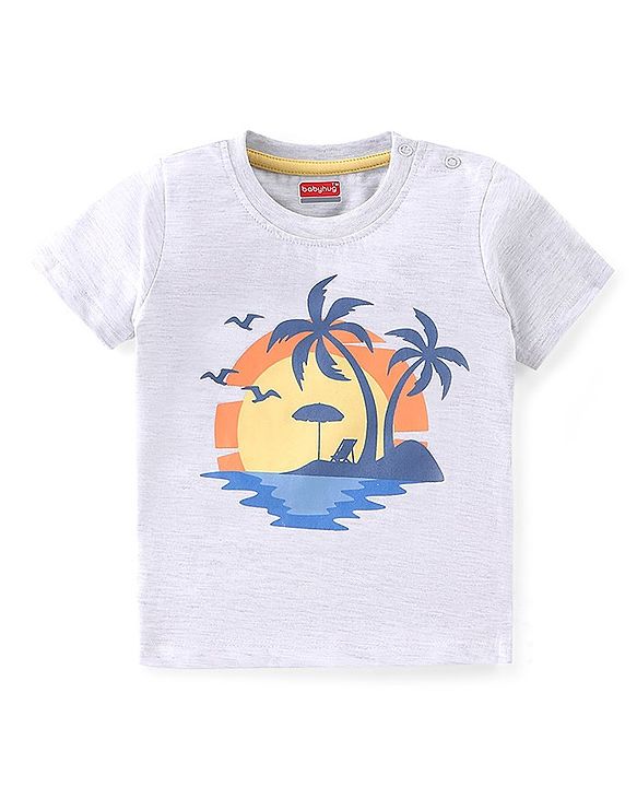 Babyhug 100% Cotton Knit Half Sleeves T-Shirt Stripes & Surf Board Graphics Print Pack Of 7 - Multicolor