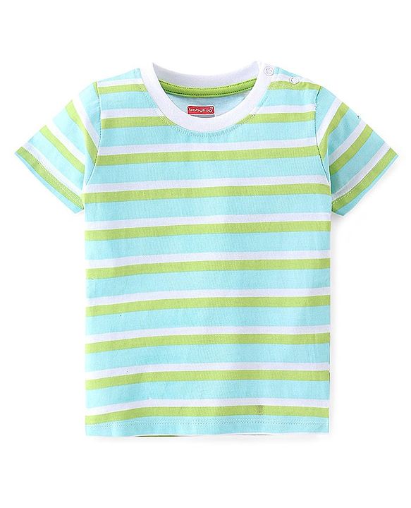 Babyhug 100% Cotton Knit Half Sleeves T-Shirt Stripes & Surf Board Graphics Print Pack Of 7 - Multicolor