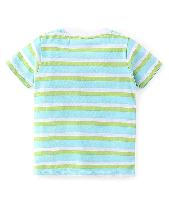 Babyhug 100% Cotton Knit Half Sleeves T-Shirt Stripes & Surf Board Graphics Print Pack Of 7 - Multicolor