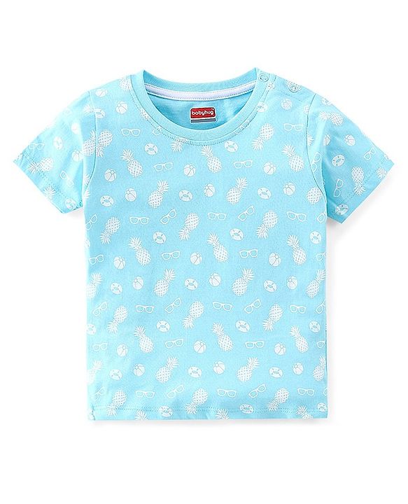Babyhug 100% Cotton Knit Half Sleeves T-Shirt Stripes & Surf Board Graphics Print Pack Of 7 - Multicolor