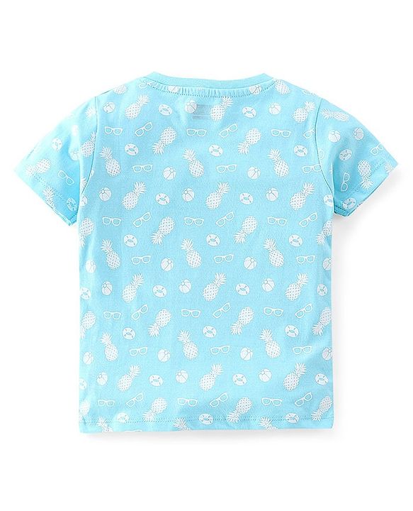 Babyhug 100% Cotton Knit Half Sleeves T-Shirt Stripes & Surf Board Graphics Print Pack Of 7 - Multicolor