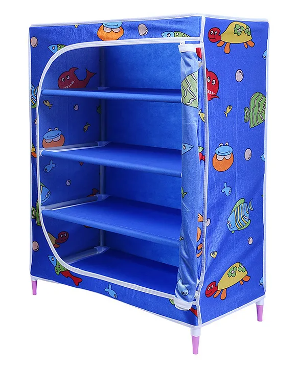 Little Ones 4 Shelves Baby Foldable Wardrobe Aquatic Blue Online