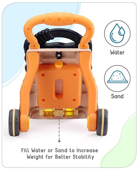 Babyhug Premium Seahorse Push Walker for Kids- Blue| Activity Walker with Music & Light for Toddlers| Fun Musical Table| Sit to Stand Multi Activity Walker| Interactive Learning Toy for 9 Months to 3 Years Kids| BIS Certified