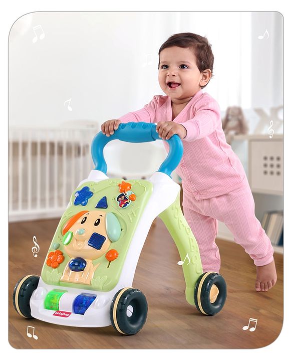 Babyhug Premium Puppy Push Walker for Kids- Green| Activity Walker with Music & Light for Toddlers| Sit to Stand Multi Activity Walker| Interactive Learning Toy for 9 Months to 3 Year Kids| BIS Certified