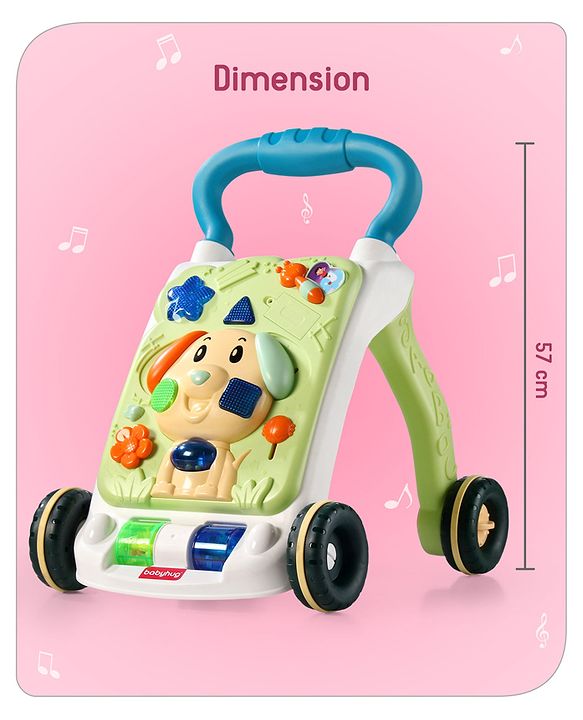 Babyhug Premium Puppy Push Walker for Kids- Green| Activity Walker with Music & Light for Toddlers| Sit to Stand Multi Activity Walker| Interactive Learning Toy for 9 Months to 3 Year Kids| BIS Certified