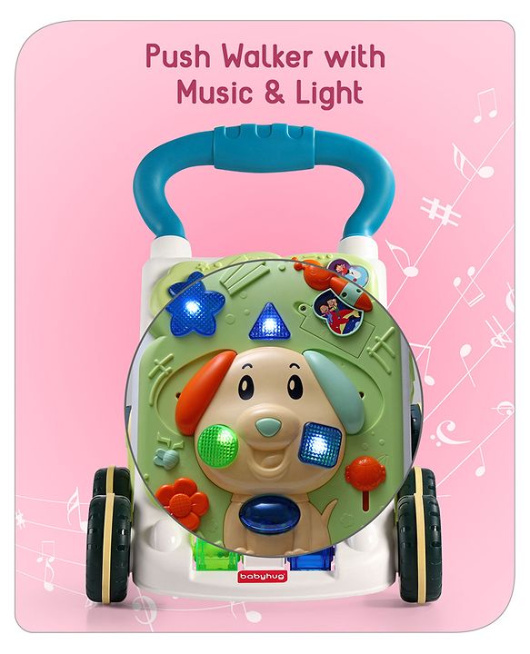 Babyhug Premium Puppy Push Walker for Kids- Green| Activity Walker with Music & Light for Toddlers| Sit to Stand Multi Activity Walker| Interactive Learning Toy for 9 Months to 3 Year Kids| BIS Certified