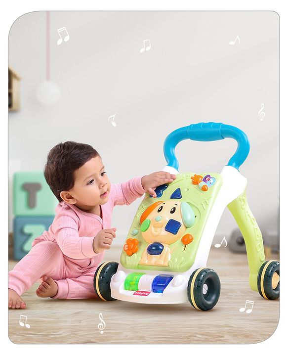 Babyhug Premium Puppy Push Walker for Kids- Green| Activity Walker with Music & Light for Toddlers| Sit to Stand Multi Activity Walker| Interactive Learning Toy for 9 Months to 3 Year Kids| BIS Certified