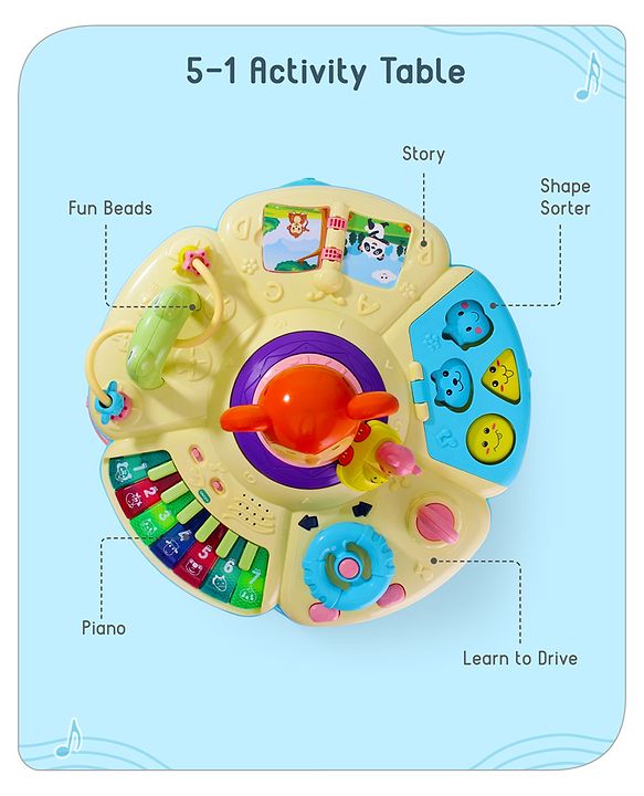 Babyhug Premium Musical Activity Table| Multi Activity Play Table for 1 Year+ Toddlers| Early Learning & Educational Toy with Shapes, Numbers, Colors & Sound| Best Birthday Gift| BIS Certified