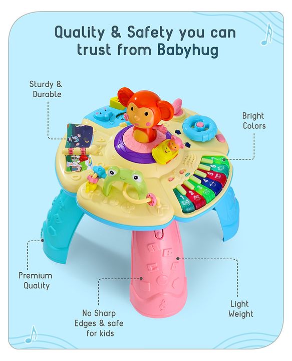 Babyhug Premium Musical Activity Table| Multi Activity Play Table for 1 Year+ Toddlers| Early Learning & Educational Toy with Shapes, Numbers, Colors & Sound| Best Birthday Gift| BIS Certified