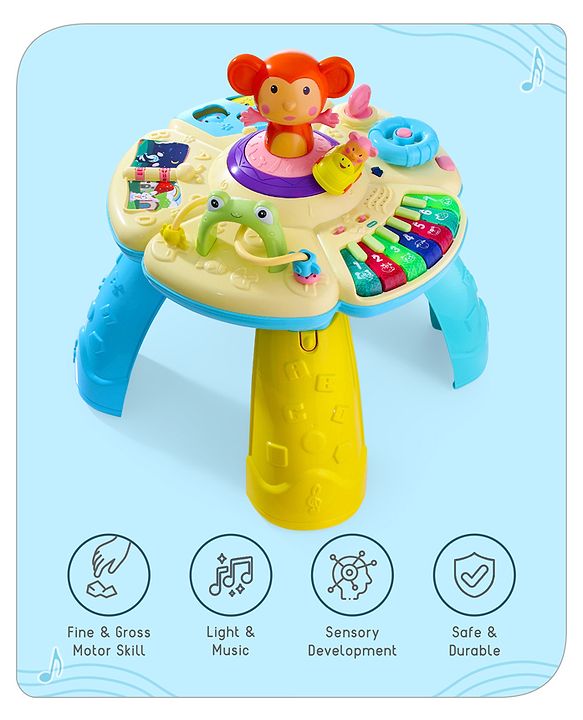 Babyhug Premium Musical Activity Table| Multi Activity Play Table for 1 Year+ Toddlers| Early Learning & Educational Toy with Shapes, Numbers, Colors & Sound| Best Birthday Gift| BIS Certified