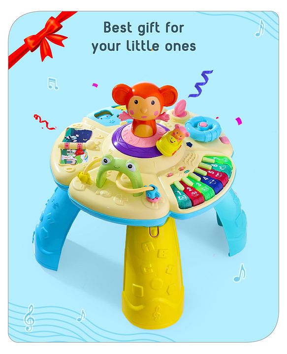 Babyhug Premium Musical Activity Table| Multi Activity Play Table for 1 Year+ Toddlers| Early Learning & Educational Toy with Shapes, Numbers, Colors & Sound| Best Birthday Gift| BIS Certified