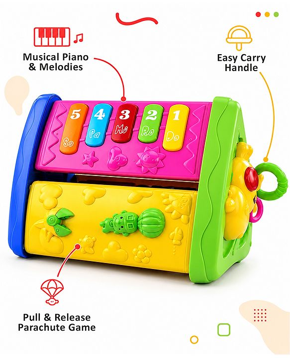 Babyhug Premium Colorful Learning Pyramid with Interactive Play for Babies| Multi Activity Musical Toy with Light, Animal Sound for Toddlers| Fun Educational Toy for 0 to 24 Months Baby| BIS Certified