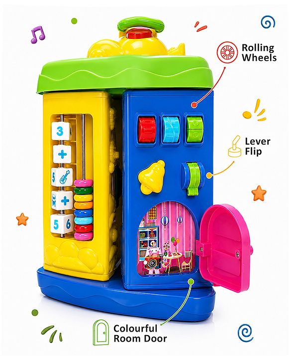 Babyhug Premium Colorful Learning Pyramid with Interactive Play for Babies| Multi Activity Musical Toy with Light, Animal Sound for Toddlers| Fun Educational Toy for 0 to 24 Months Baby| BIS Certified