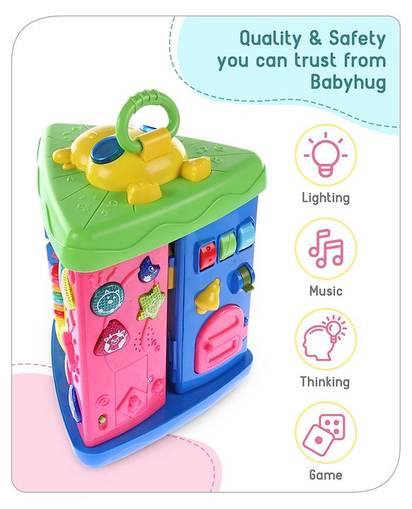 Babyhug Premium Colorful Learning Pyramid with Interactive Play for Babies| Multi Activity Musical Toy with Light, Animal Sound for Toddlers| Fun Educational Toy for 0 to 24 Months Baby| BIS Certified