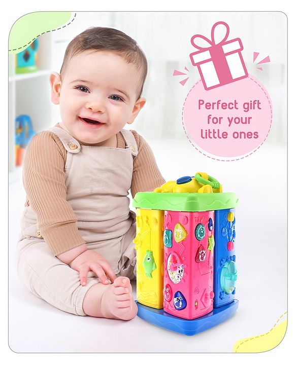 Babyhug Premium Colorful Learning Pyramid with Interactive Play for Babies| Multi Activity Musical Toy with Light, Animal Sound for Toddlers| Fun Educational Toy for 0 to 24 Months Baby| BIS Certified