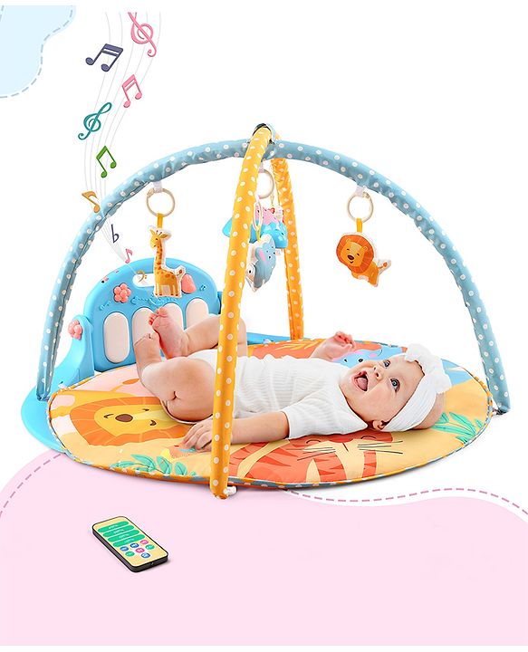 Babyhug Musical Play Gym With Projector Light and Kick & Play Piano| Plush Hanging Toys| Music Modes and Volume Control| Remote Control| Soothing White Noise| New Born Gifting Option| For Boys and Girls