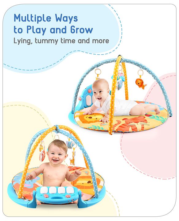 Babyhug Musical Play Gym With Projector Light and Kick & Play Piano| Plush Hanging Toys| Music Modes and Volume Control| Remote Control| Soothing White Noise| New Born Gifting Option| For Boys and Girls