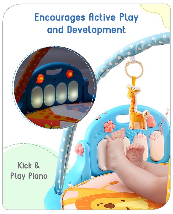 Babyhug Musical Play Gym With Projector Light and Kick & Play Piano| Plush Hanging Toys| Music Modes and Volume Control| Remote Control| Soothing White Noise| New Born Gifting Option| For Boys and Girls