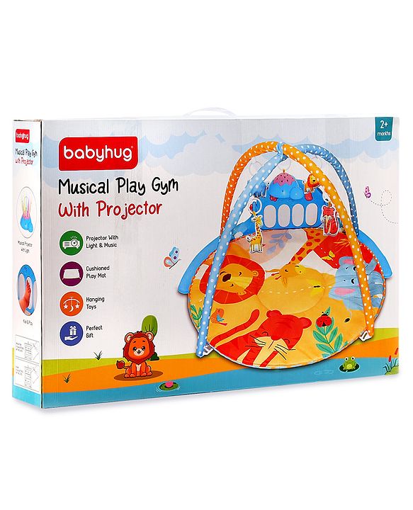 Babyhug Musical Play Gym With Projector Light and Kick & Play Piano| Plush Hanging Toys| Music Modes and Volume Control| Remote Control| Soothing White Noise| New Born Gifting Option| For Boys and Girls