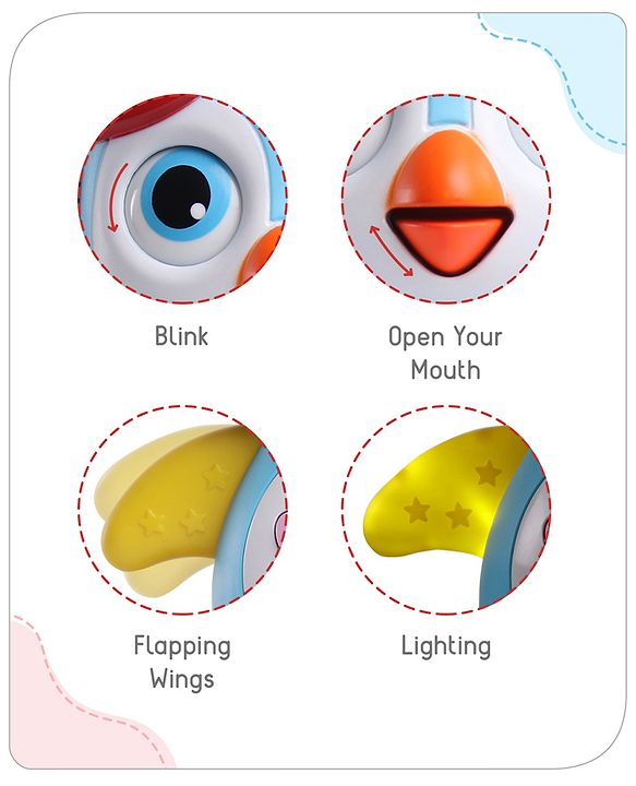 Babyhug Premium 3 in 1 Bump and Go Smart Swing Penguin Colorful Toy for Babies| Eye Blinking Animal Toy With Music, Lights & Sounds For 0-2 Years| Fun Learning Toy for Kids| Best Gift for Toddlers| Non-Toxic| BIS Certified