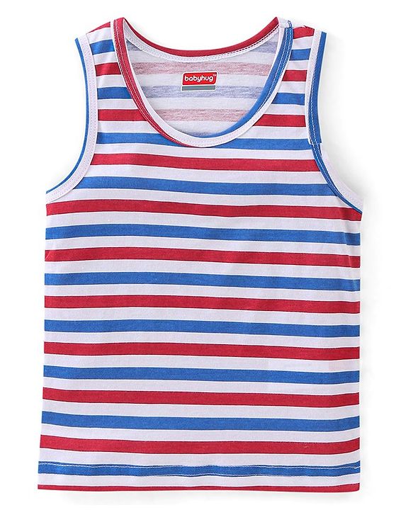 Babyhug 100% Cotton Single Jersey Knit Sleeveless Stripes Sando - Multicolor