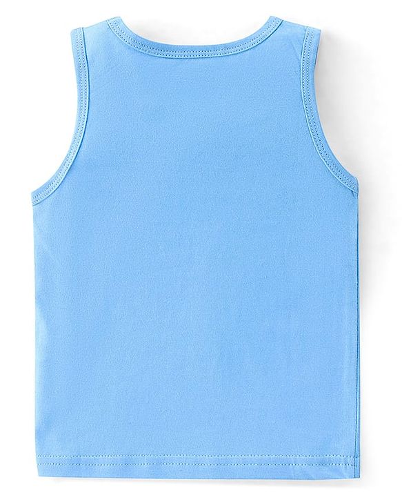 Babyhug 100 % Cotton Sleeveless Sando Vests  Stripes & Leopard Print Pack of 3- Blue Yellow & White