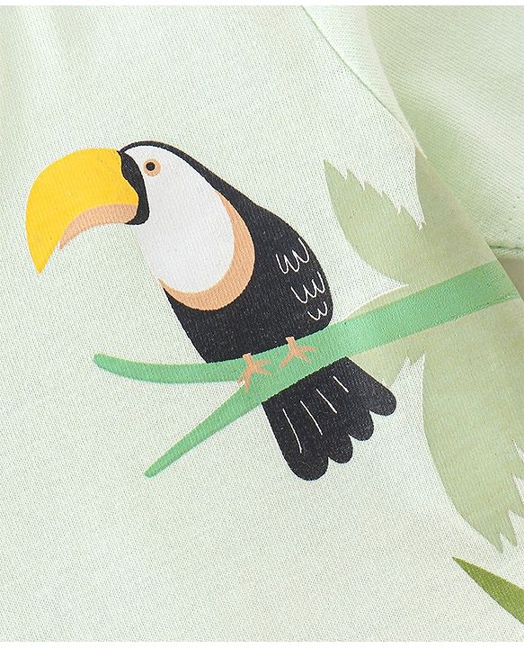Babyhug Cotton Knit Half Sleeves T-Shirt with Jungle Graphics Print - Green