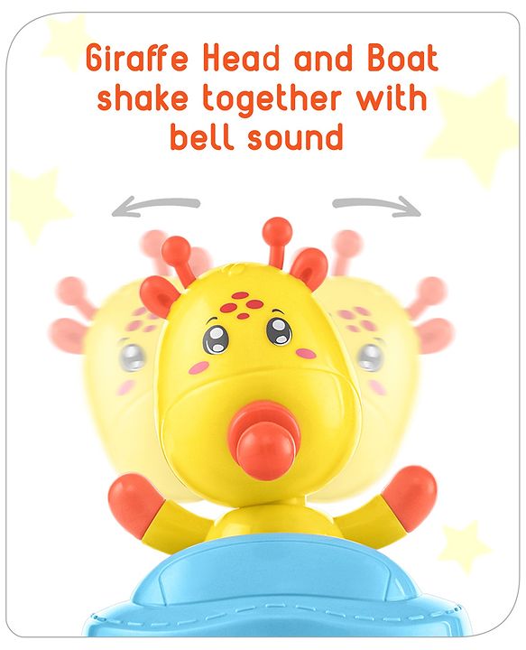 Babyhug Giraffe on Boat Roly Poly Toy |Push and Shake| Attachable Face with Rocking Base|Wobbling Bell Sounds For 6 Months+|  Child Safe Material| Gifting Toy| BIS Certified