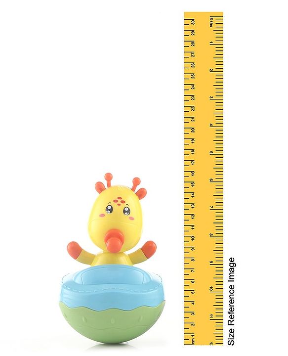 Babyhug Giraffe on Boat Roly Poly Toy |Push and Shake| Attachable Face with Rocking Base|Wobbling Bell Sounds For 6 Months+|  Child Safe Material| Gifting Toy| BIS Certified