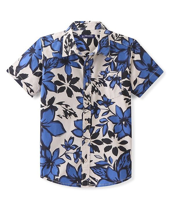 Pine Kids Cotton Woven Half Sleeves Shirt Floral Print - Multicolour